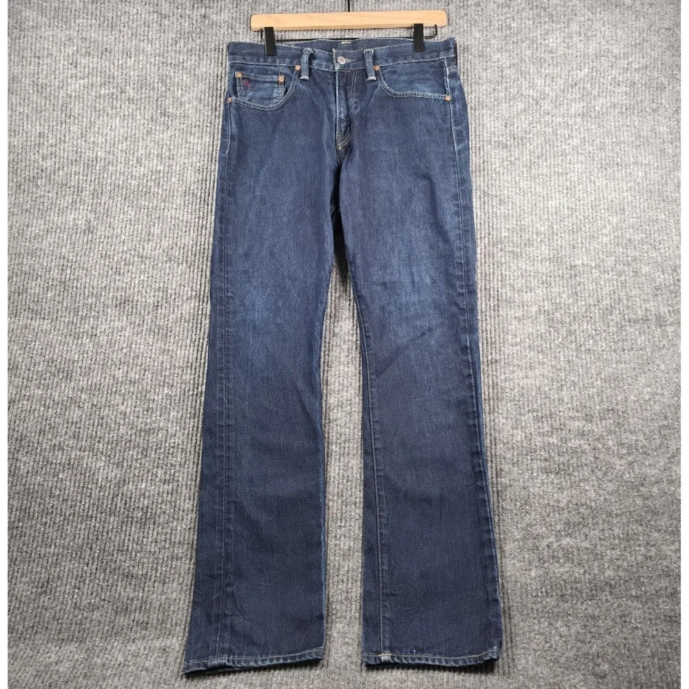 Polo Ralph Lauren 018 Slim Straight NY Jeans Mens 30x30 Dark Wash Blue RL Logo